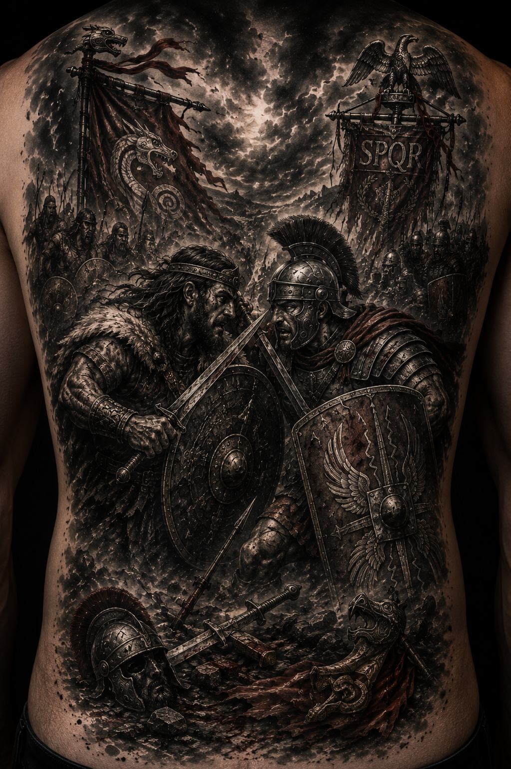 THE KING AGAINST THE EAGLE from the Dacian Roman War — EUR 50 tattoo collection